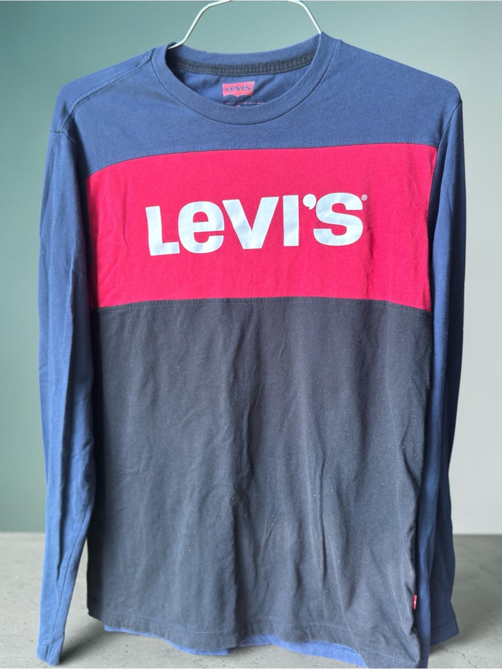 Levi's Navy, Red & Black Long Sleeve Colorblock Crew